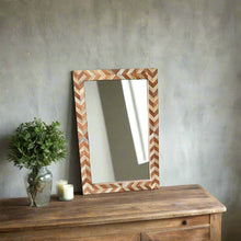 Load image into Gallery viewer, Chevron pattern Wooden frame with mirror
