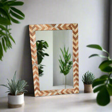 Load image into Gallery viewer, Chevron pattern Wooden frame with mirror
