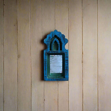 Small Jharokha Mirror in Bright Blue