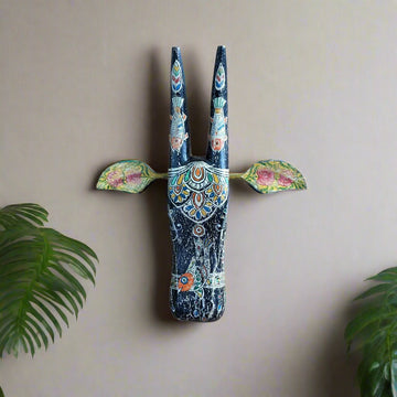 Vintage Hand Painted Cow Head (Black with Yellow ears)