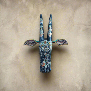 Vintage Hand Painted Cow Head (Black with Maroon ears)