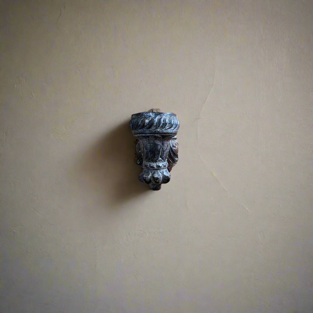 Reclaimed Carved Wooden Candle Holder (Brown)