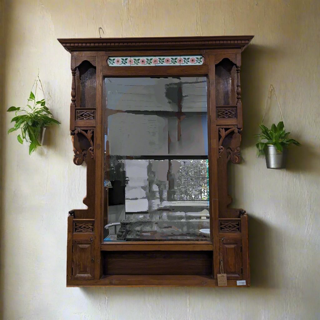 Vintage Wood and Tile frame with mirror