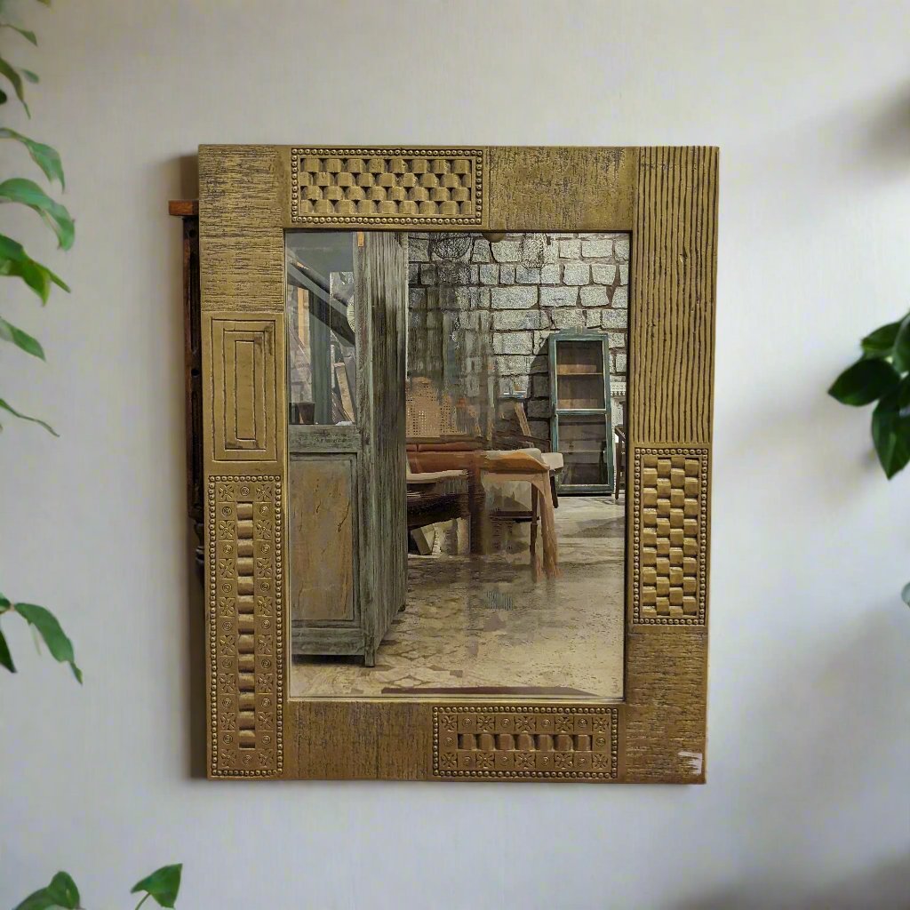 Carved Wooden Mirror Frame in antique gold