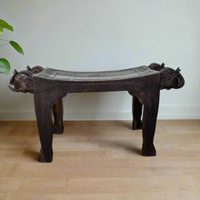 Load image into Gallery viewer, Carved Elephant face Wooden Stool / side table
