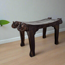 Load image into Gallery viewer, Carved Elephant face Wooden Stool / side table
