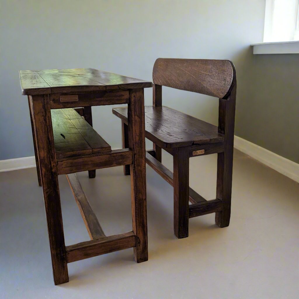 Vintage Bench and Desk set for children