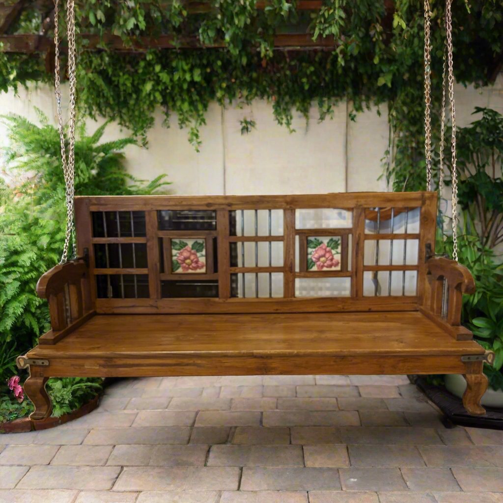 Two-way Teak Wood Swing with Vintage tiles (big)