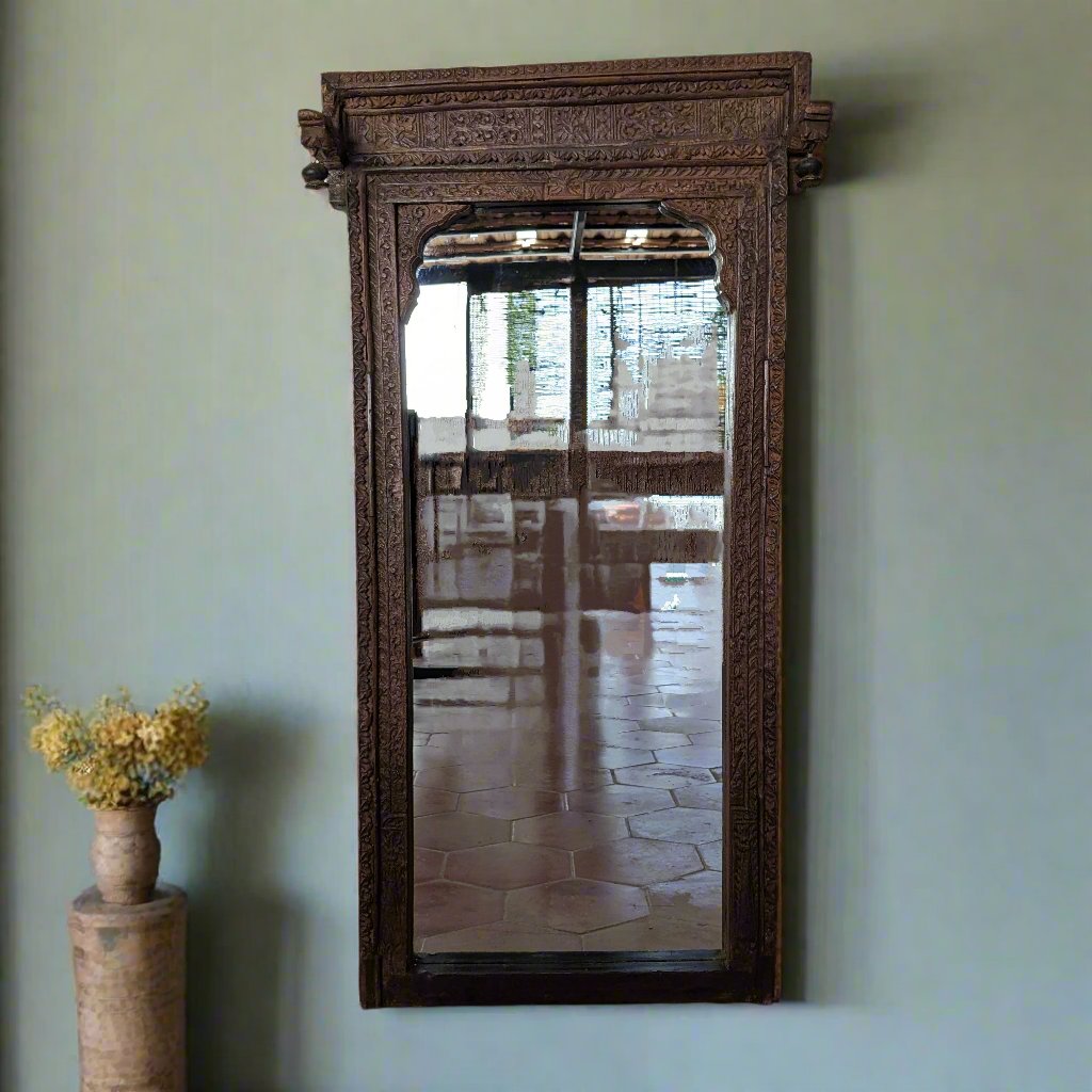 Carved Wooden Vertical Frame with mirror