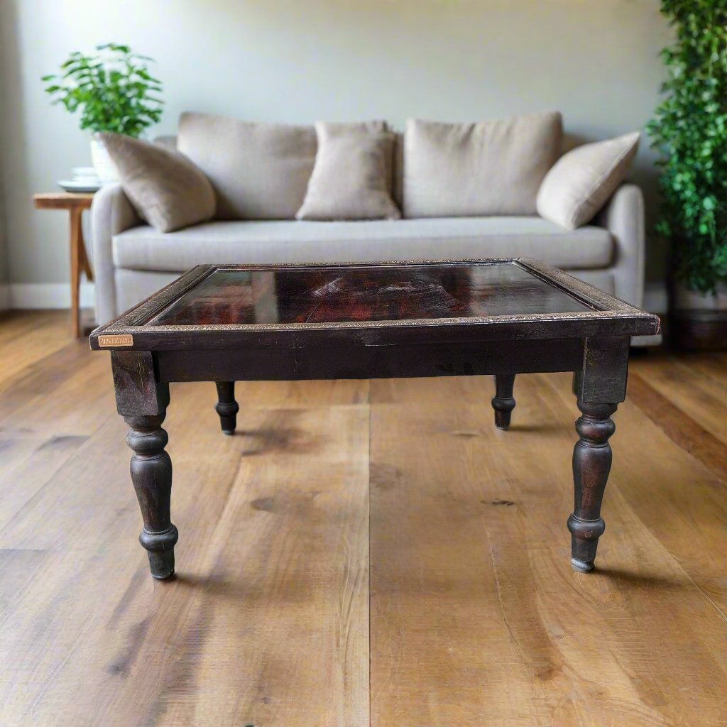 Square Coffee Table with Brass details