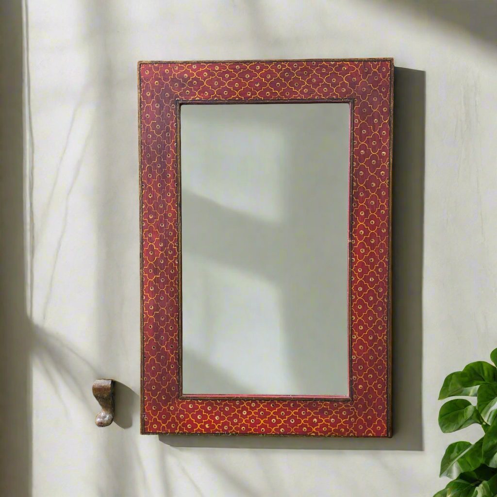 Red Hand-painted Wooden frame