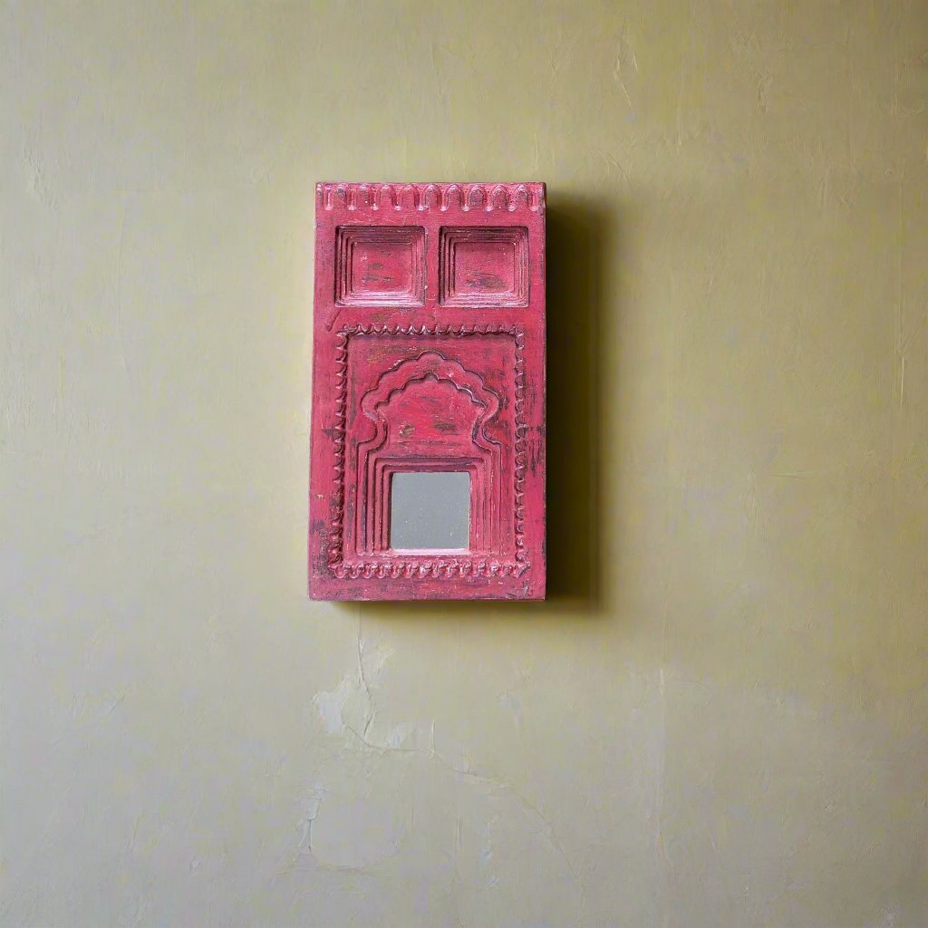 Small Jharokha Mirror- Red