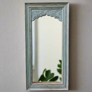Blue- Grey Vertical Jharokha Mirror