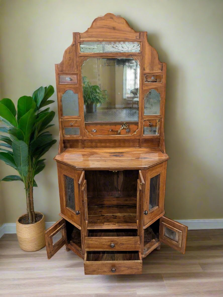 Teak Vintage Dresser/multi purpose storage with mirror