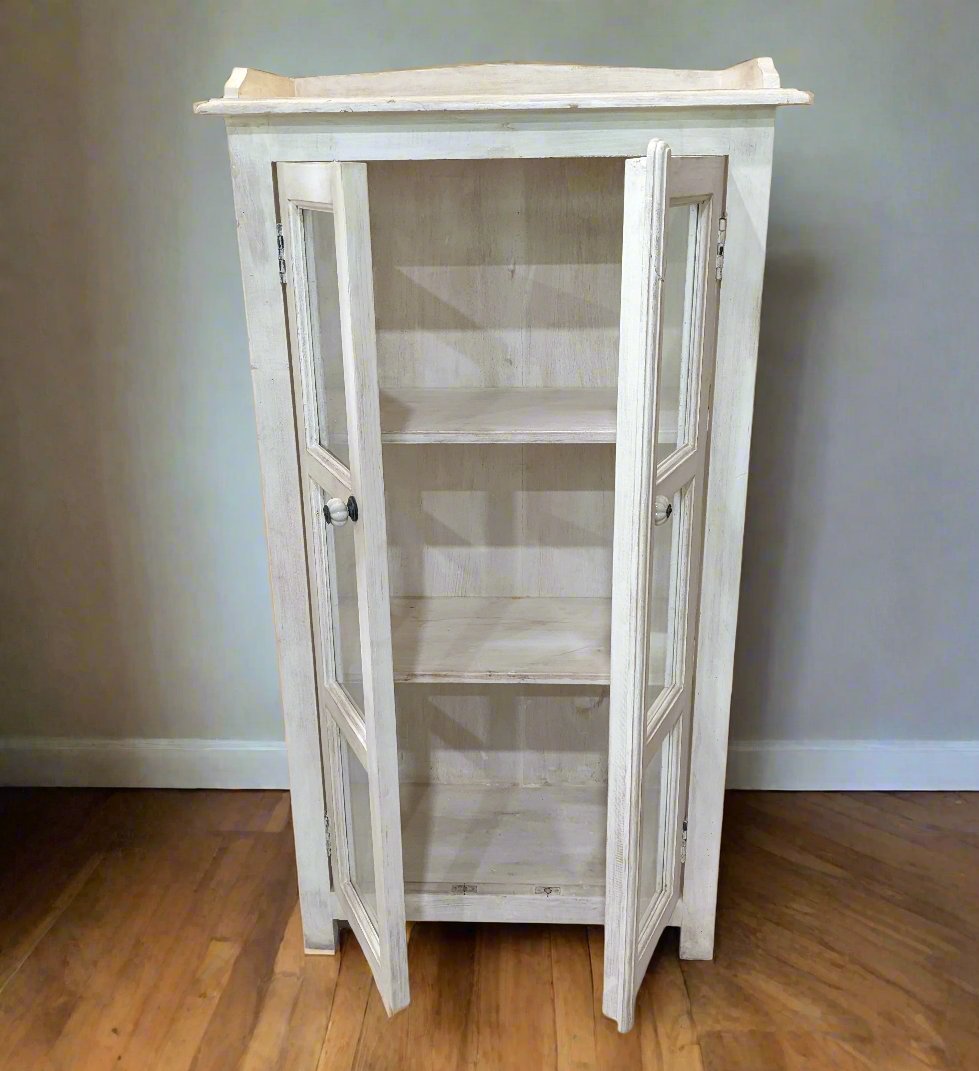 Distressed White Storage Cabinet