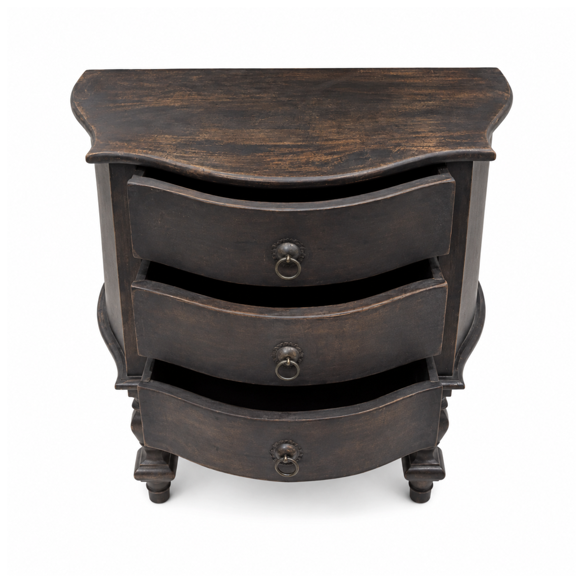 Vintage Black Wooden 3-Drawer Chest