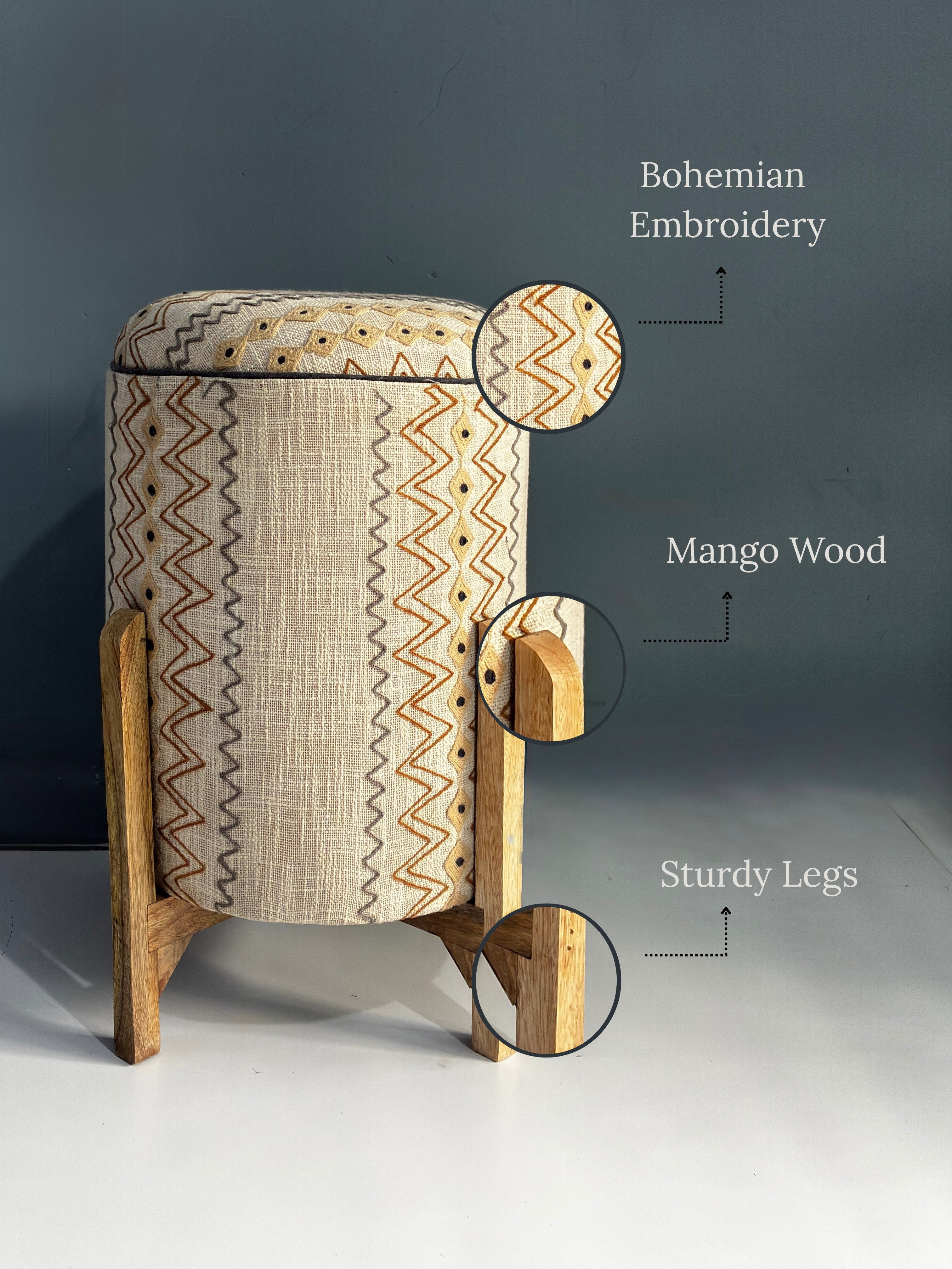 Embroidered Ottoman Available Online Only