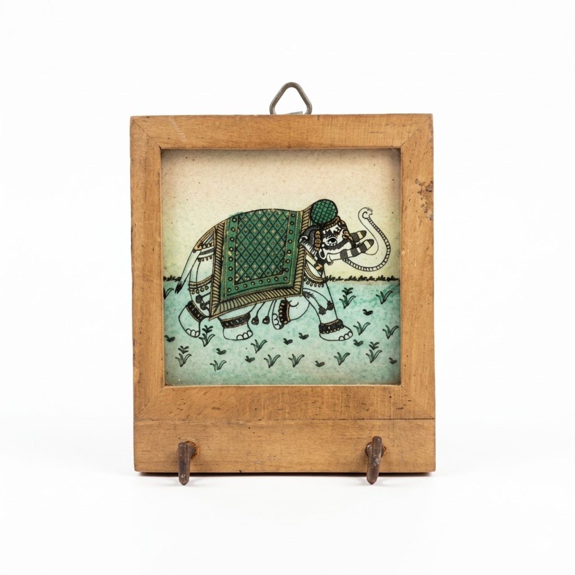 Handcrafted Elephant Art Wooden Wall Key Holder Frame – Rustic Home Decor