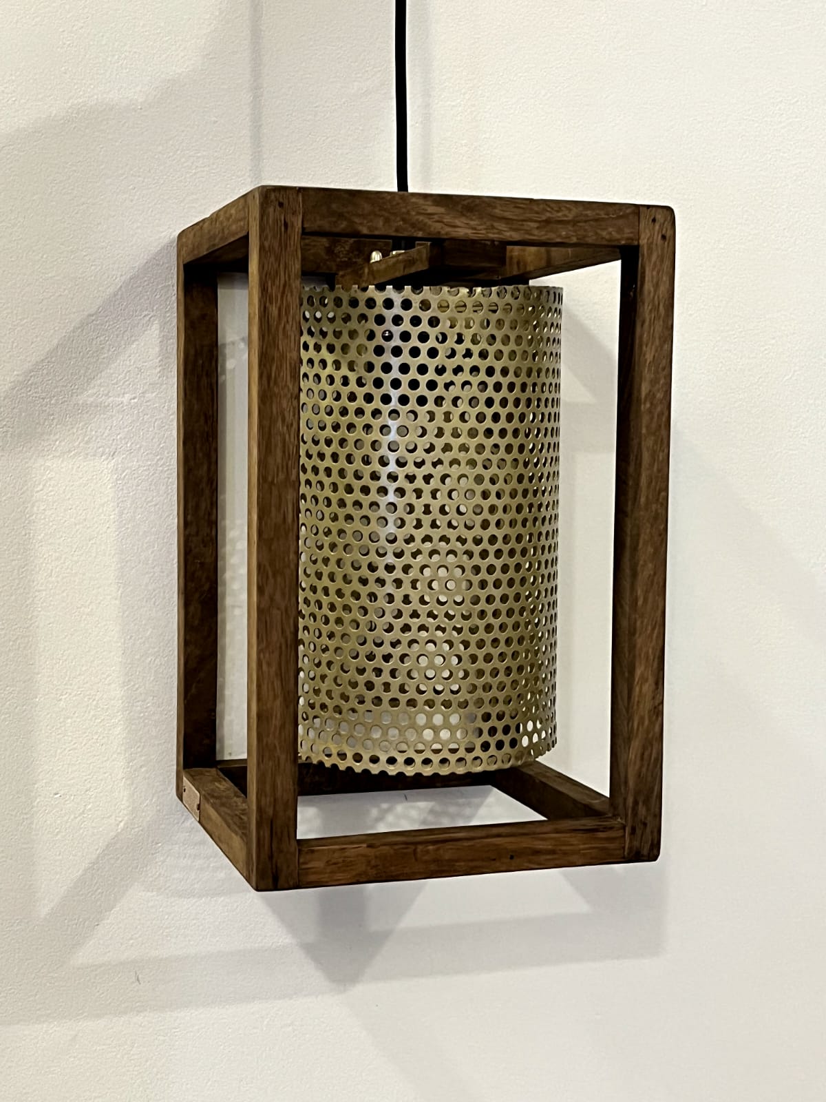 Gold and wood Pendant Light