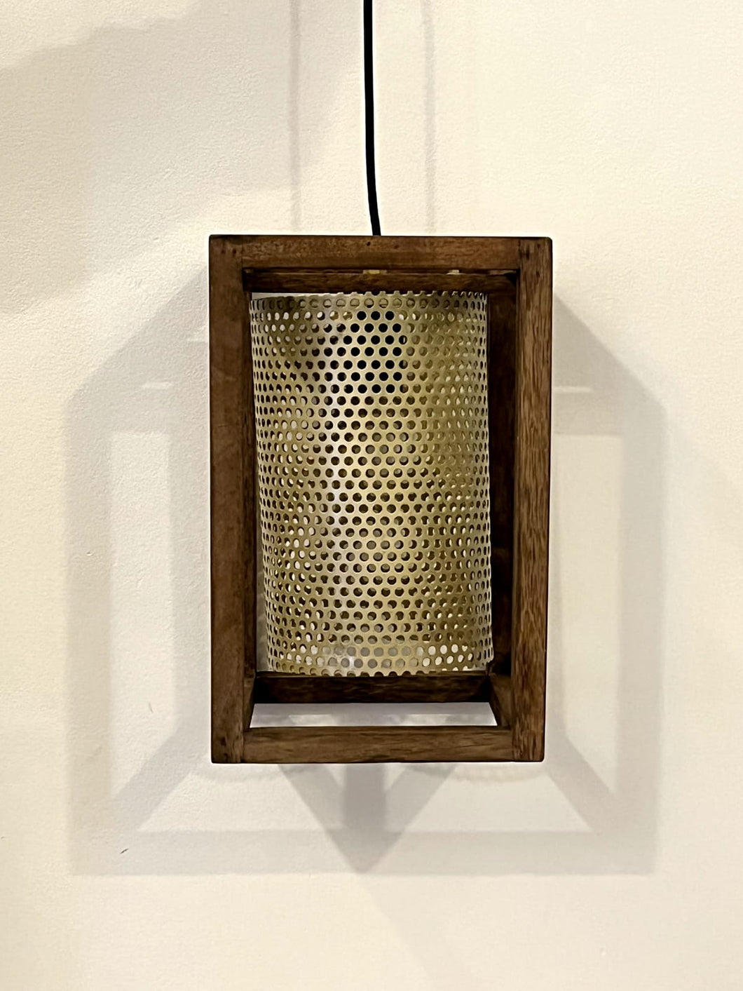 Gold and wood Pendant Light