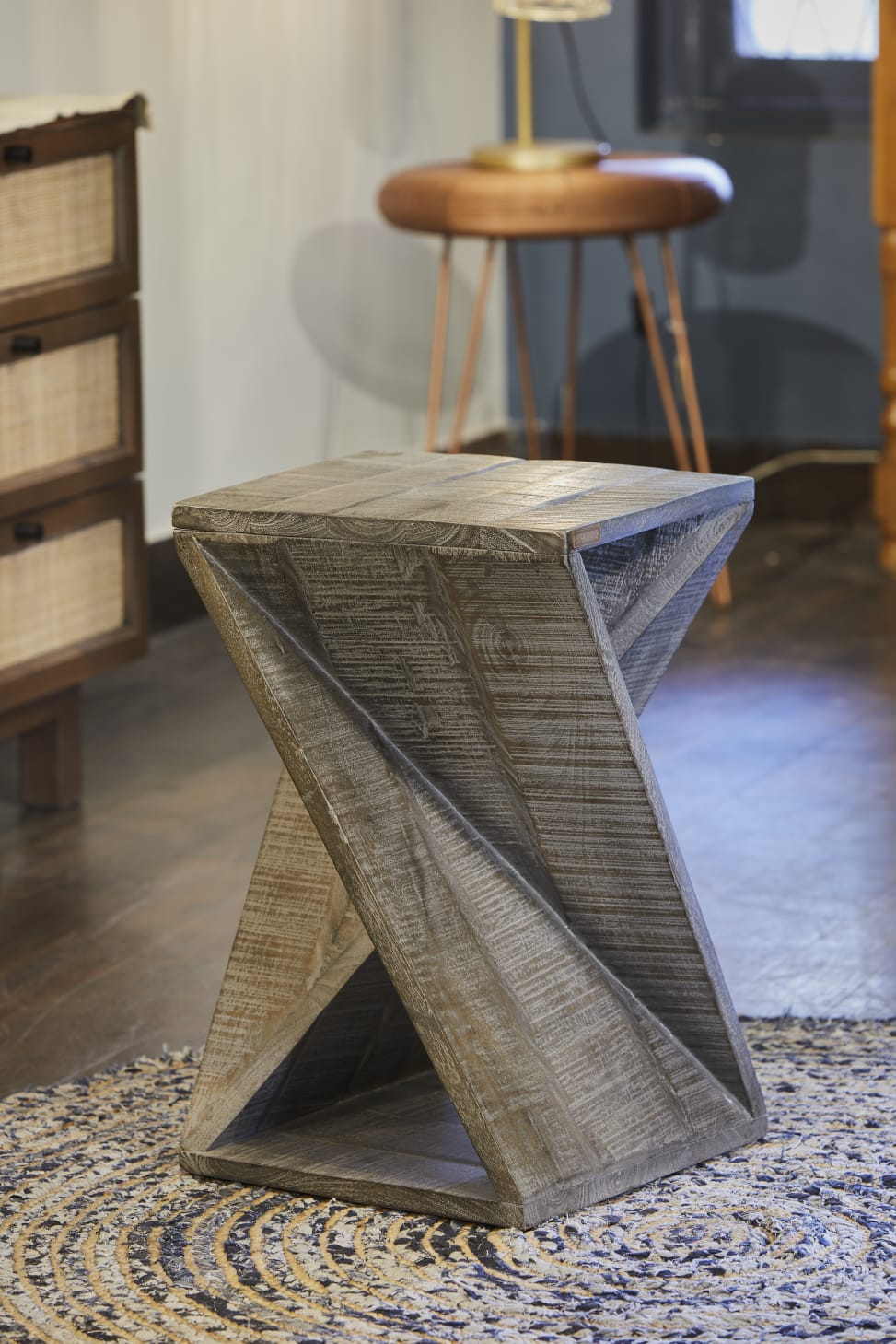 Grey Z shaped end table