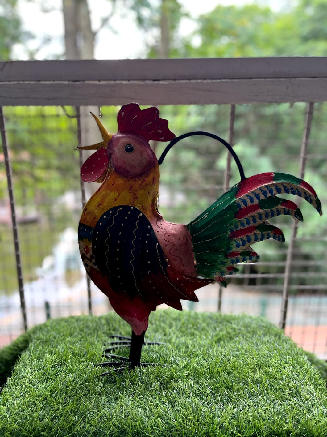 Painted Rooster Watering Can