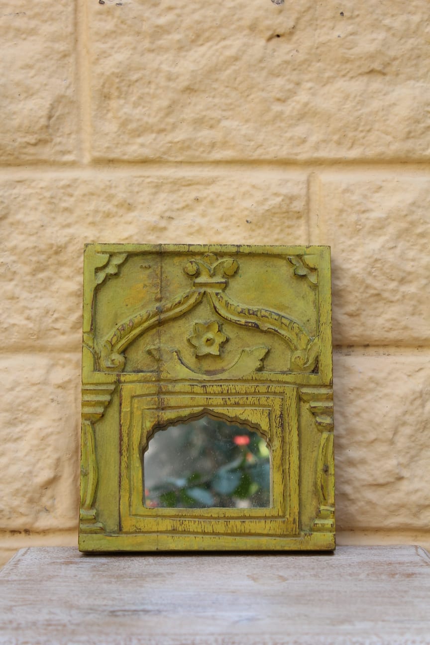 Yellow carved mirror