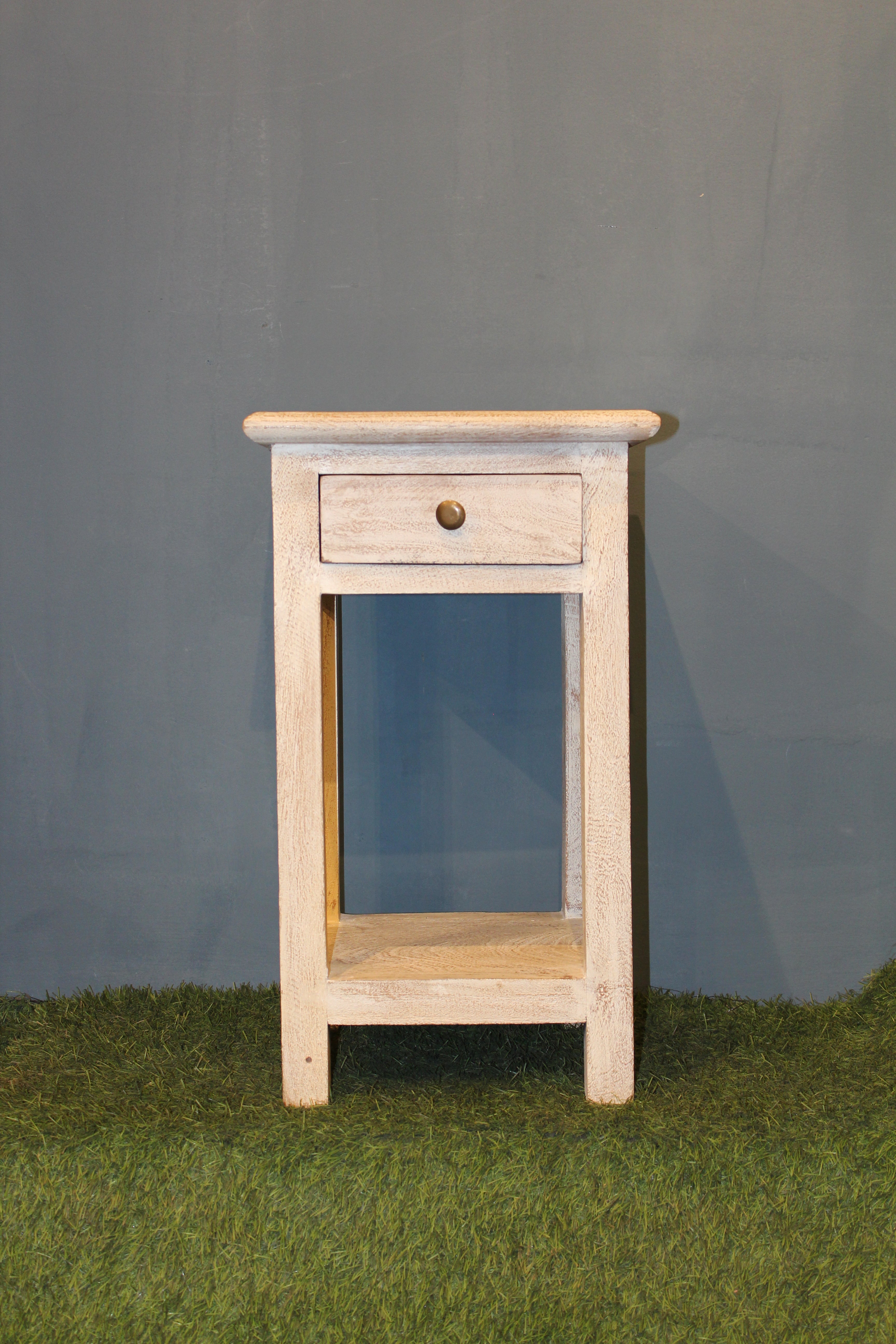 Off White Distressed Finish Side Table