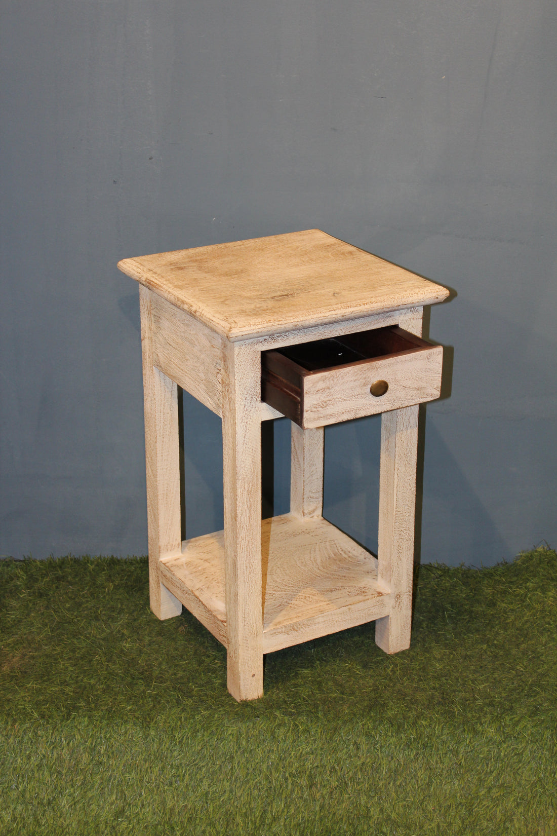 Off White Distressed Finish Side Table