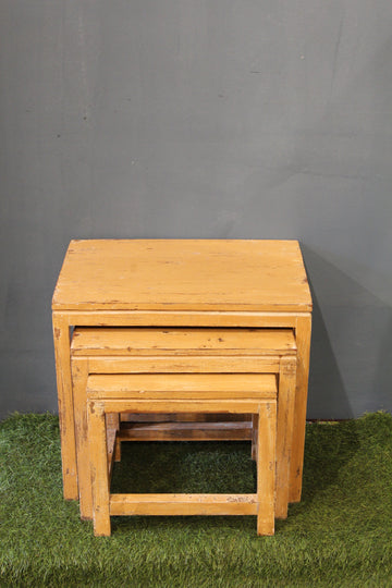 Beige Distressed Finish Nesting Tables