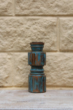 Load image into Gallery viewer, Blue Wooden Distressed Candle Holder
