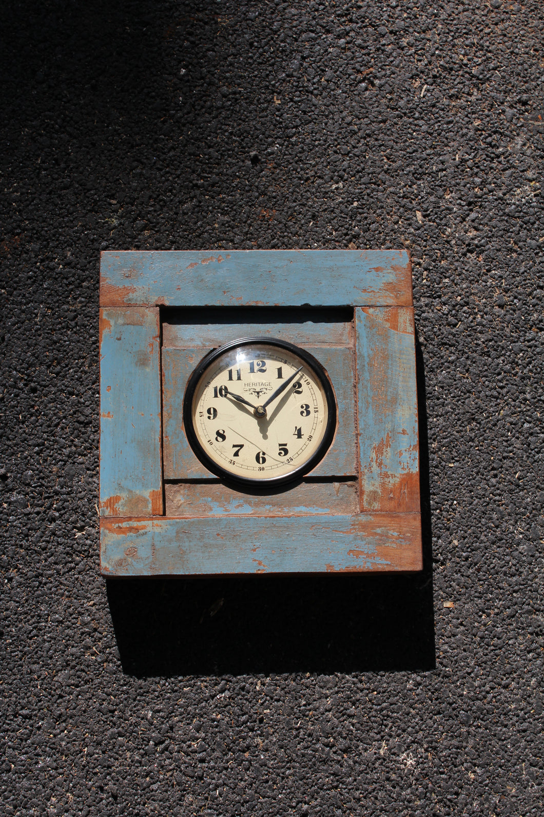 Blue Upcycled Distressed Clock