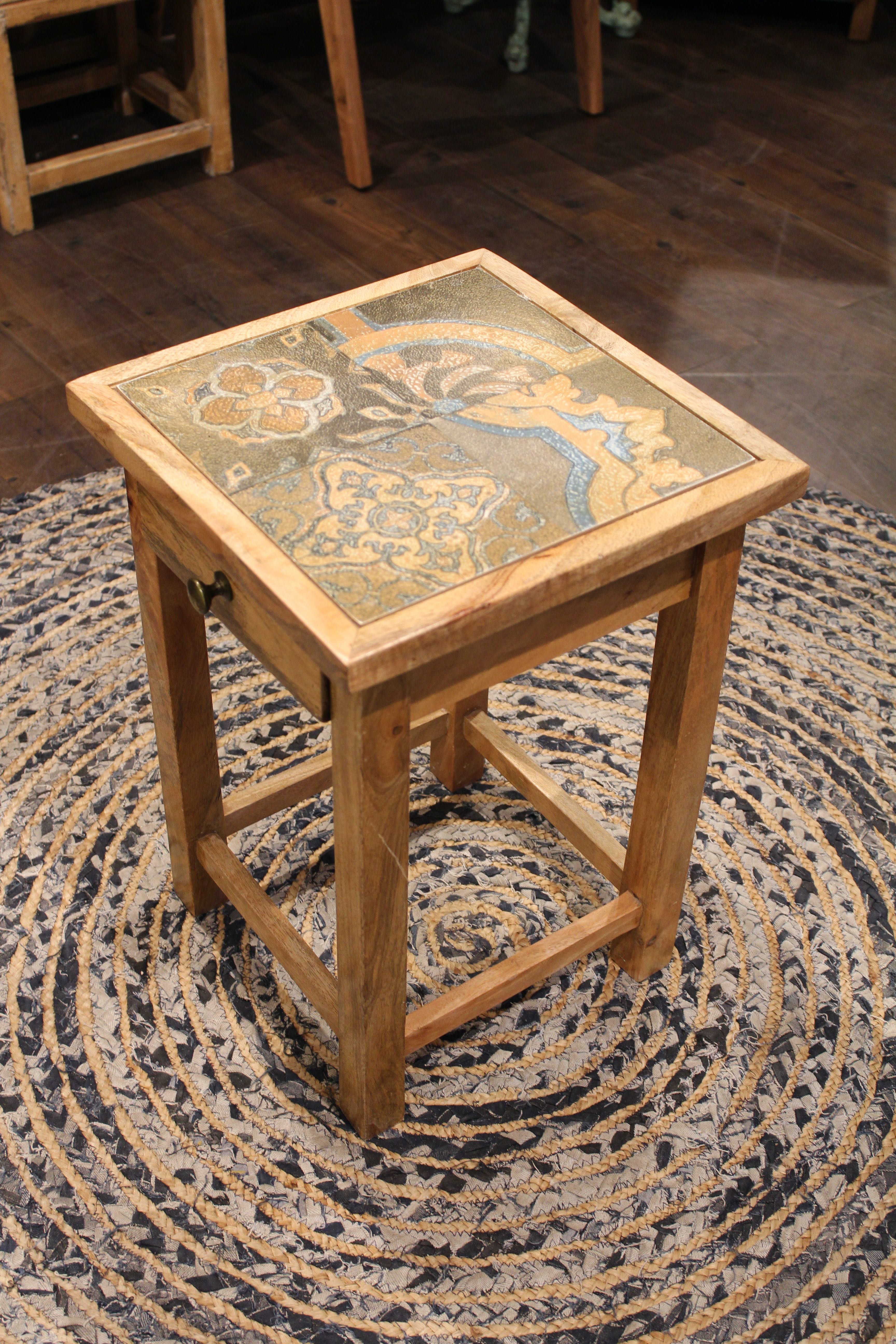 Side Table With a Tile Finish Top