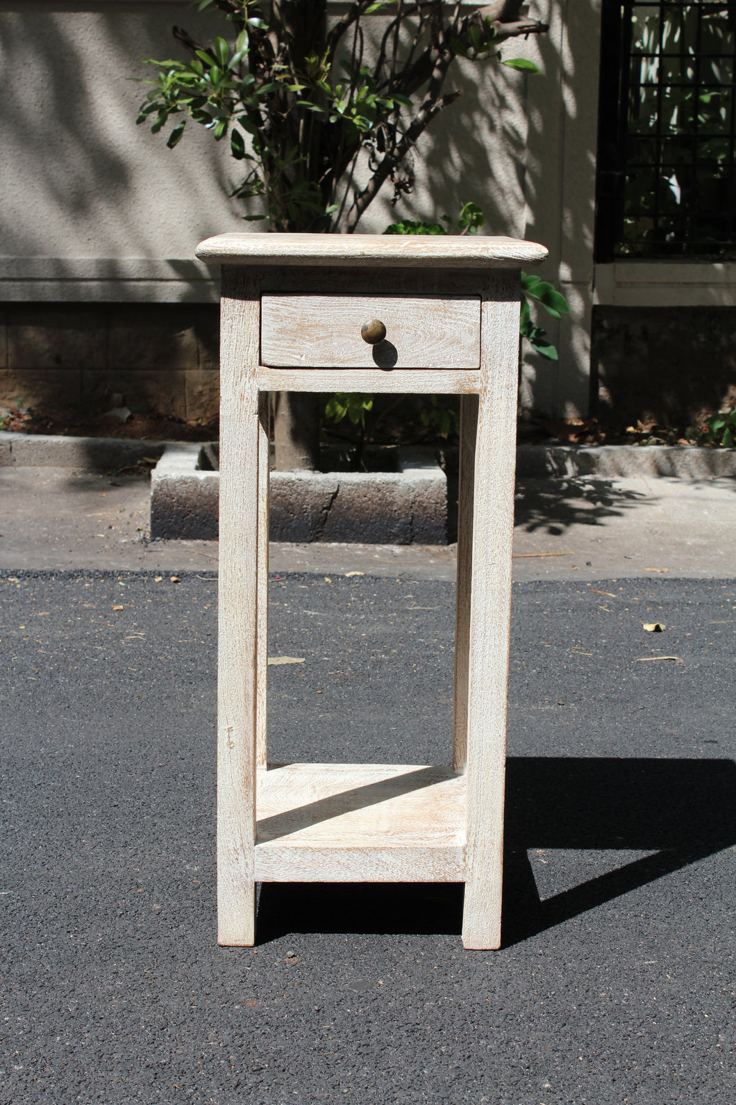 Off White Distressed Finish Side Table