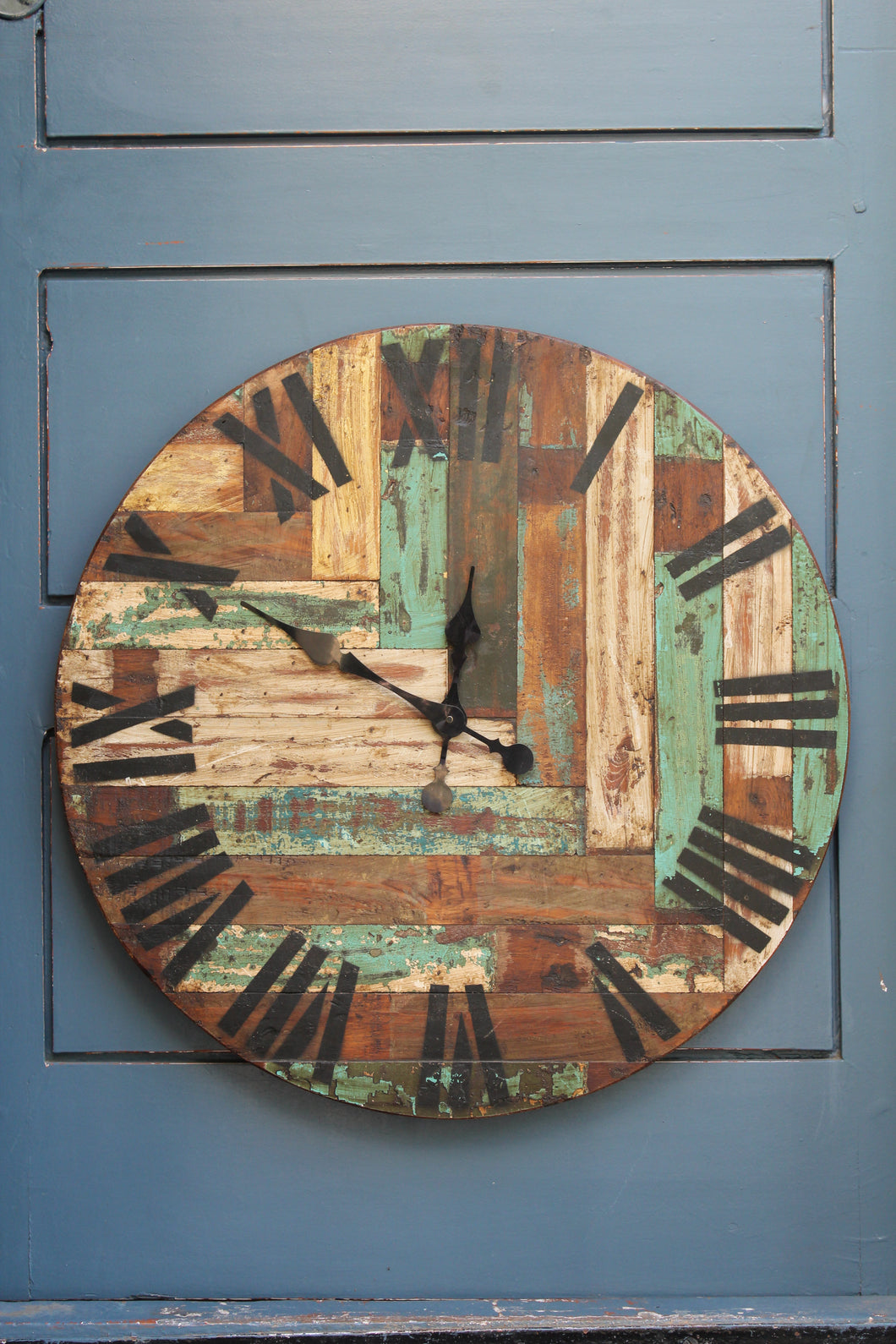 Round Reclaimed Wood Clock
