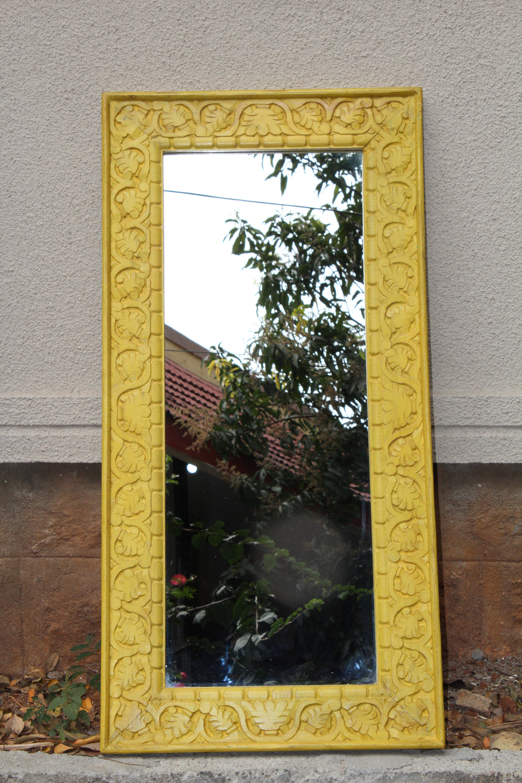 Yellow Carved Mirror