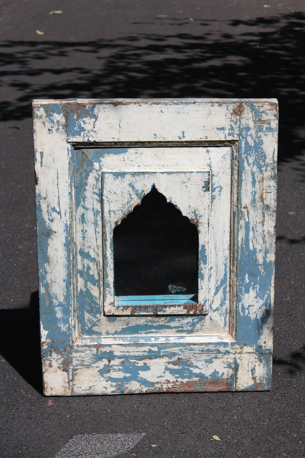 Blue and White Distressed Mirror