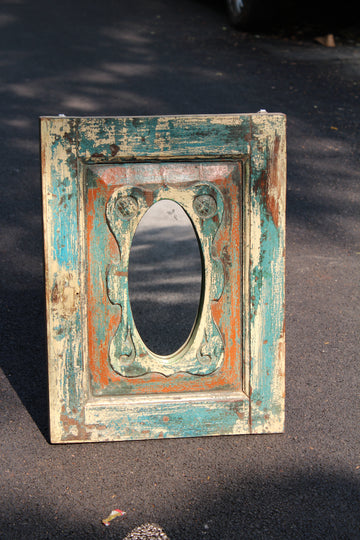 Blue and Cream Distressed Mirror