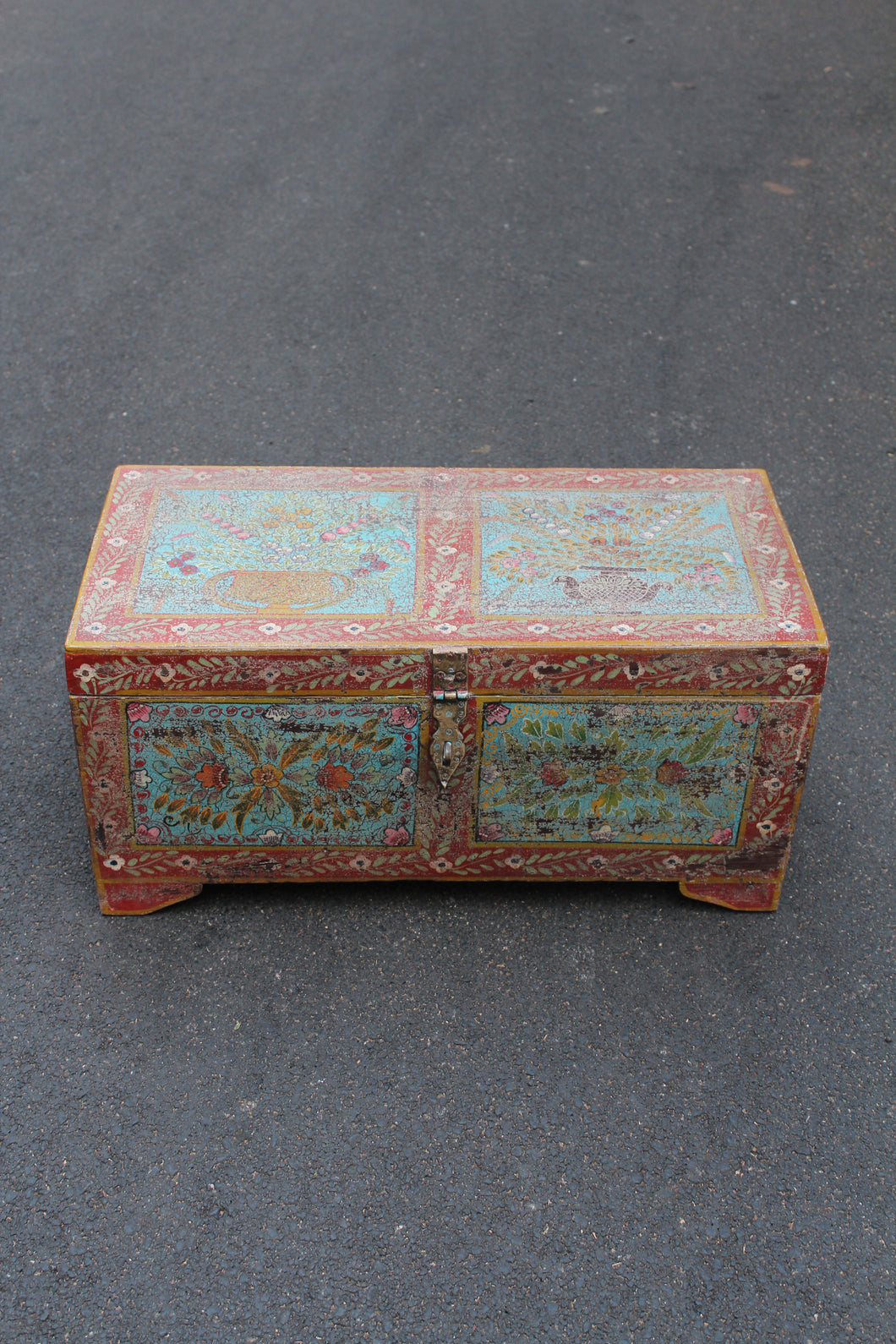 Hand Painted Distressed Vintage Trunk