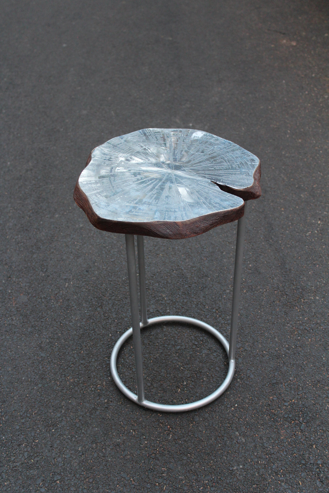 Wood Slice Table With Metal Top