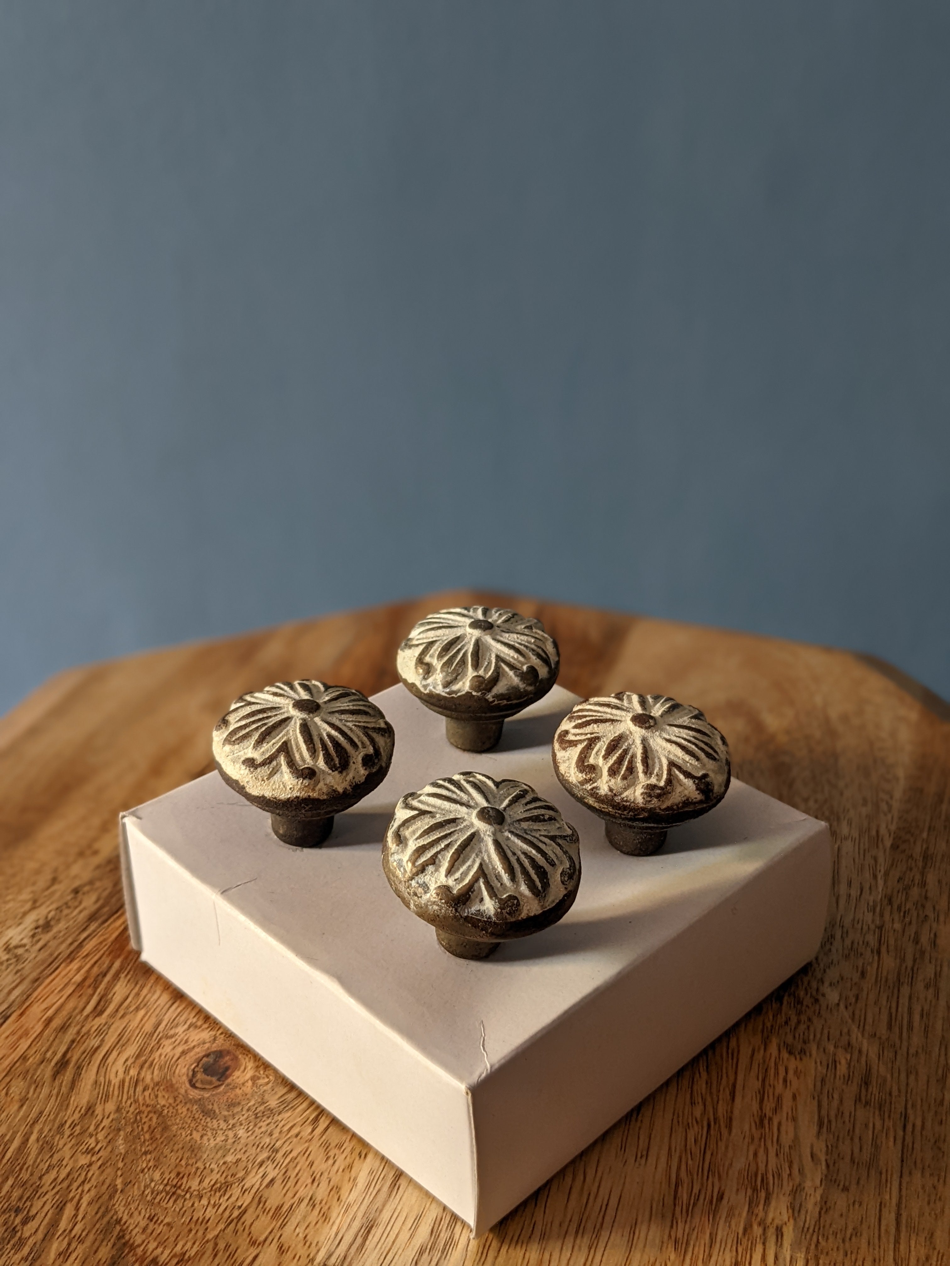 Whites and Gold Distressed Metal Knob