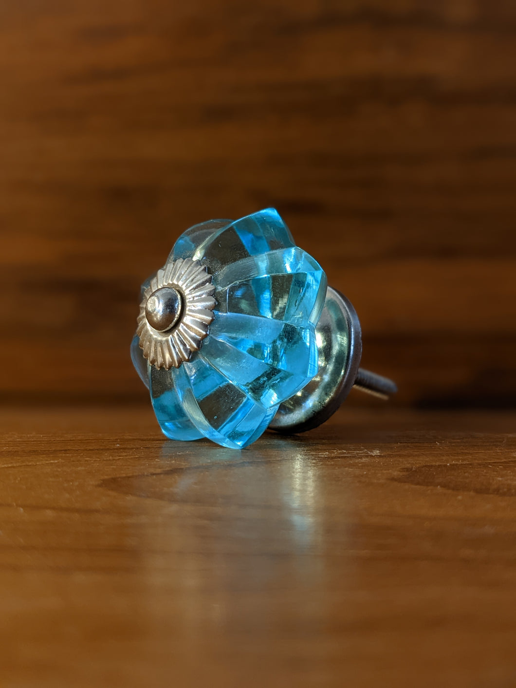 Round Blue Glass Door Knob