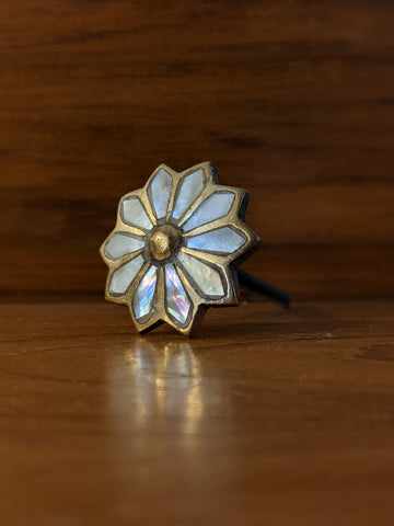 Brass and Mother of Pearl Flower Knob
