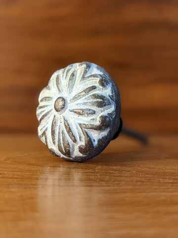 Whites and Gold Distressed Metal Knob