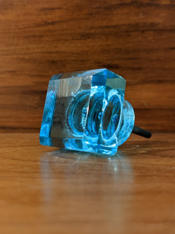Blue Square Glass Knob