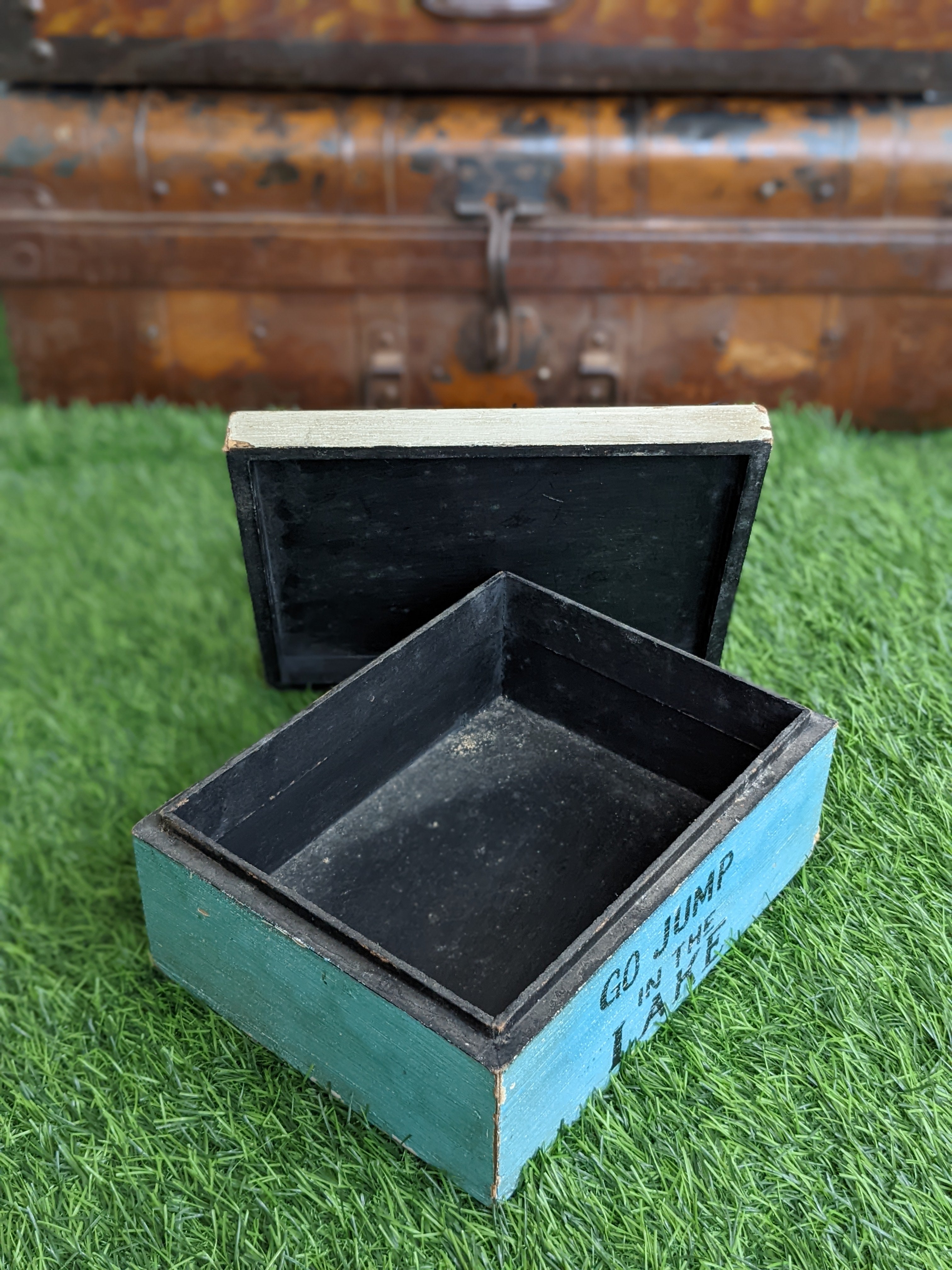 Blue Wooden Storage Box