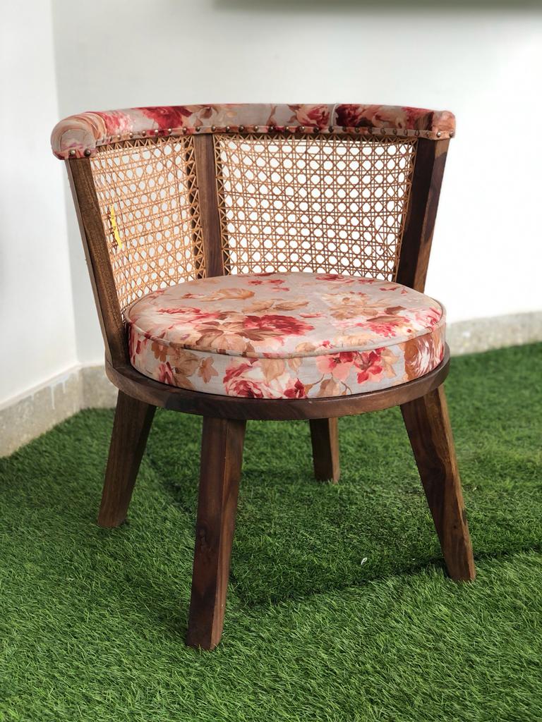 Upholstered Accent Chair with Cane Back