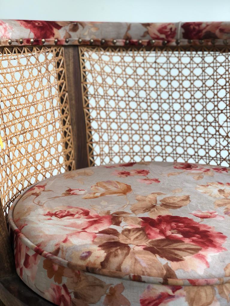 Upholstered Accent Chair with Cane Back