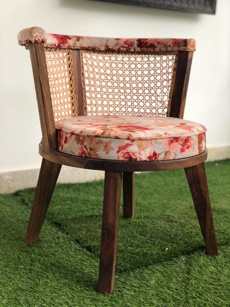 Upholstered Accent Chair with Cane Back