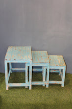 Load image into Gallery viewer, Blue Distressed Finish Nesting Tables - Set of 3
